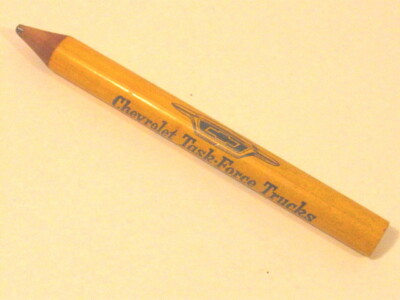 Vintage 1950s Chevrolet Task Force Trucks Fat Advertising Pencil Berwick PA. 