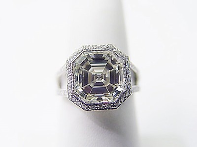 EGL CERTIFIED H COLOR VS2 CLARITY DIAMOND ASSCHER SHAPE CENTER ENGAGEMENT RING