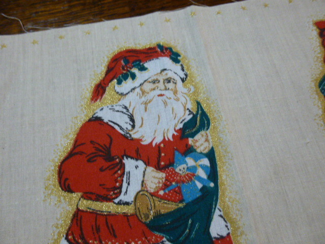 Vintage Santa Claus Cut & Sew Fabric Border Fabrics Pillow Doll