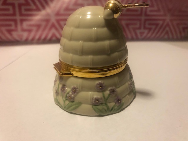 LENOX Sweet Summer Treasure Box Bee Hive 24K Gold Ivory Swarovski Crystal RARE