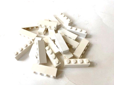 LEGO Parts: 1x4 Standard Brick, Part # 3010, White, Clean - Lot of 20