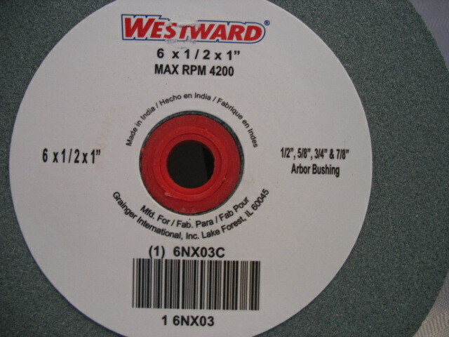 WESTWARD SILICON CARBIDE BENCH GRINDING WHEEL 6x1/2x1 100 GRIT 6NX03