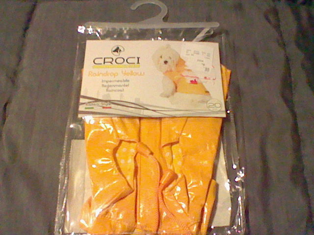 Croci Raincoat for Dogs! Raindrop Yellow Color! Italian Style!Brand New Size 20!