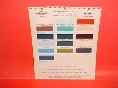 1957 NASH AMBASSADOR HUDSON RAMBLER REBEL HORNET METROPOLITAN PAINT CHIPS QUIX
