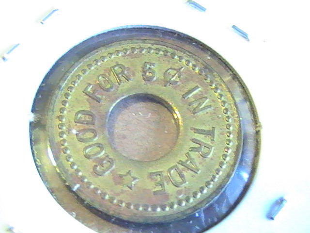 TOKEN B.P.O.E. Elks Club #593 GOOD FOR .05 IN TRADE Aberdeen WA BRASS FIVE CENTS