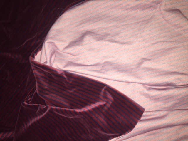 Vintage Burgundy Red Navy~STRIPED STRETCH VELOUR FABRIC~70