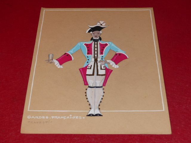 Art Deco Costumes Raymond Fost Gardes Francaises Travesti 1948 Gouache Originale