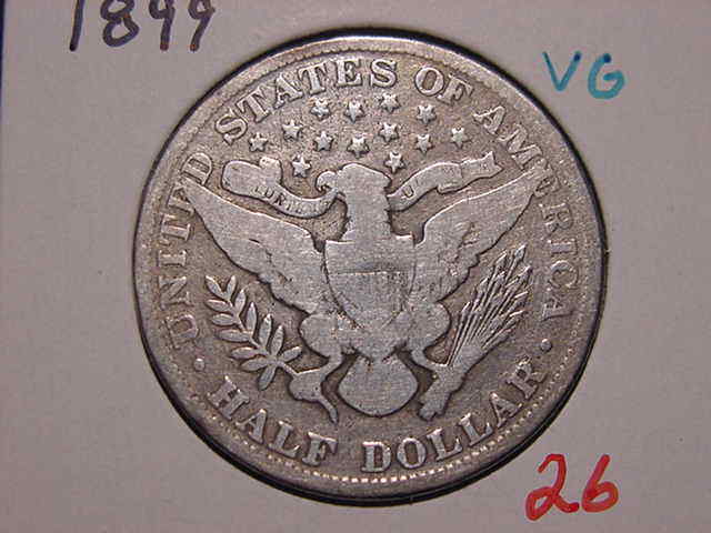 1899 BARBER HALF DOLLAR VG POPULAR BETTER DATE COIN NICE!