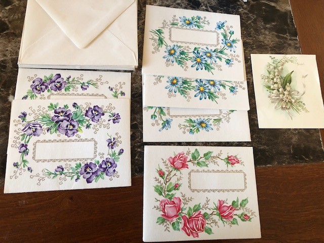 Vintage Blank Note Floral Select A Note With Stickers And Box 1950s USA