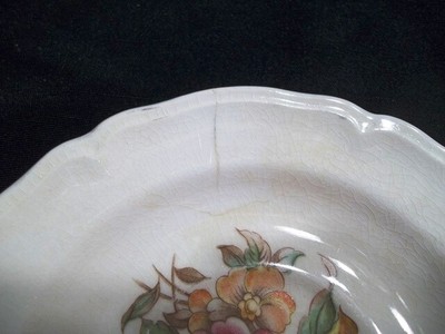 Vtg Edwin Knowles White Bread & Butter Plates with Pink Yellow Mutlicolor 5 3/4
