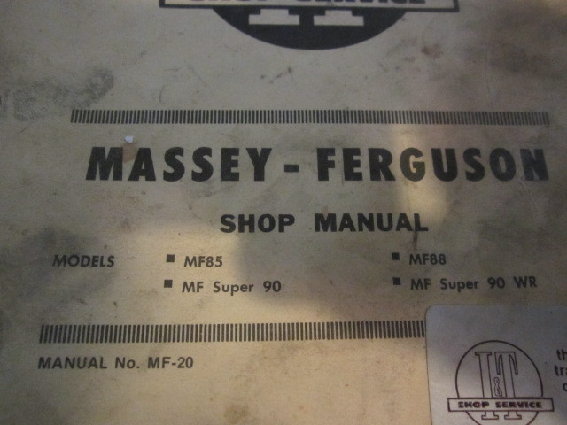 MASSEY FERGUSON MF 85, MF Super 90, MF88, MF Super 90 WR  SHOP MANUAL  No- 20