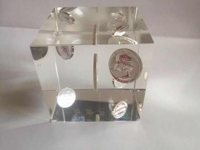 1961 proof  coins in cube of lucite
