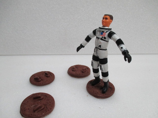 NEW Major Matt Mason Stand Bases set of 4 with Mars  surface