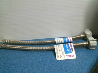 Plumb Shop PLS1-12DLF, 12'' Toilet Connector 3/8'' Comp. to Valve, Lot of 2, FS 