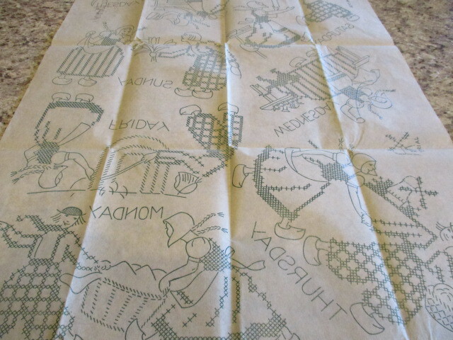 Vintage Alice Brooks Tranfer Pattern Embroidery Days of the Week #5732