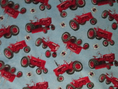 Tractors Farmall Red Tractor Sign Light Blue Cotton Fabric FQ