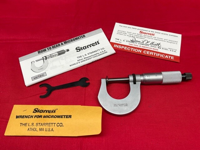 Starrett 256MRL-25 Disc-Type Micrometer 0-25mm Range, Ratchet Thimble IN STOCK