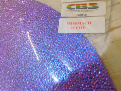 Dichroic Glass: CBS 96 COE Purple on Dew Drop Textured Black - 3''Sq