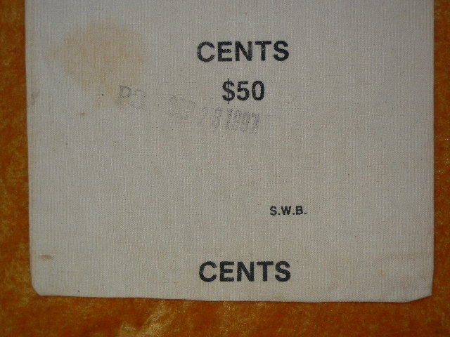 Vintage U.S. Mint S.W.B. Cents $50 Canvas Cloth Money Coin Bag PB Sep.23,1997.