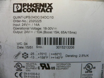 PHOENIX CONTACT QUINT-UPS/24DC/24DC/10 POWER SUPPLY