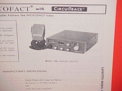 1978 LAFAYETTE CB RADIO SERVICE SHOP MANUAL MODEL HB-740 (99-33573)