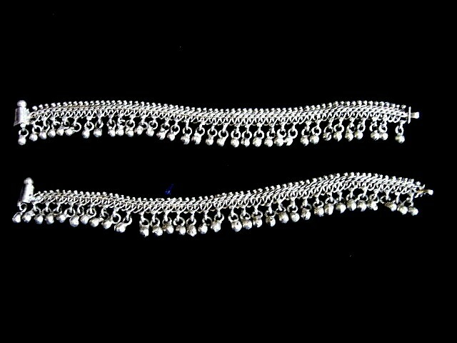 Vintage Belly Dancer Silver Tone Ankle Bracelets