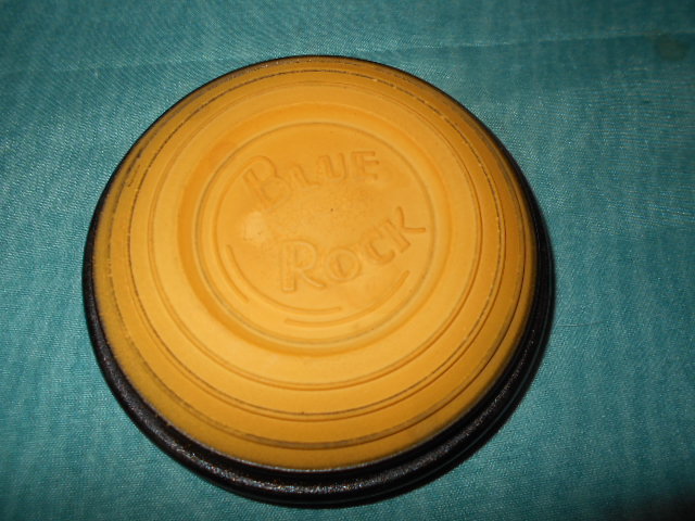 3  1950-60's Remington  BLUE ROCK Clay Pigeon Skeet Target Yellow  NOS