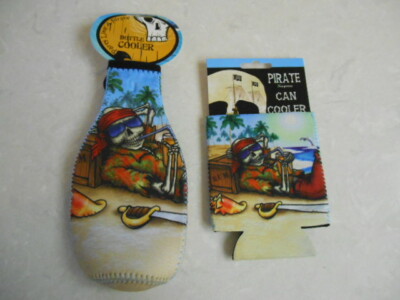 Combo Rum Pirate Color Neoprene Beverage Can and Bottle Suit