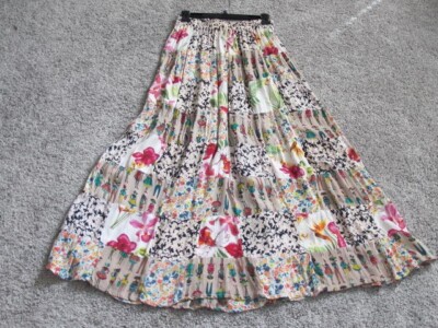 Vtg Jackpot NY Patchwork Maxi Skirt Boho Prairie Hippie Colorful 90s 60s 1-size