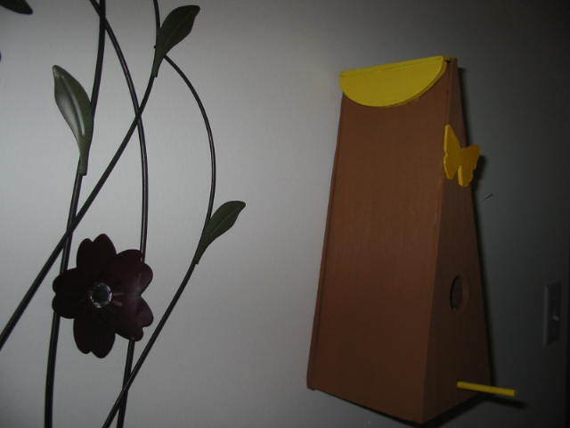 Rustic A-frame Birdhouse with Sealed Cedar sides - bird perch - butterfly decor