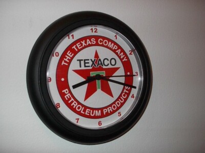 Texaco Oil Gas Service Station Garage Man Cave Clock Advertising Sign