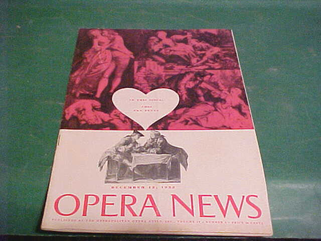 DECEMBER 12 1955 OPERA NEWS MAGAZINE COSI FAN TUTTE