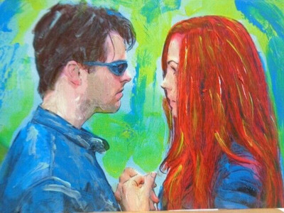 ACEO ATC Sketch  -  X-MEN:  JEAN GREY & CYCLOPS  Art