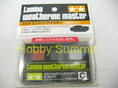 Tamiya 3-color WEATHERING MASTER Paint Set C Tank Gun Rust Metal 87085