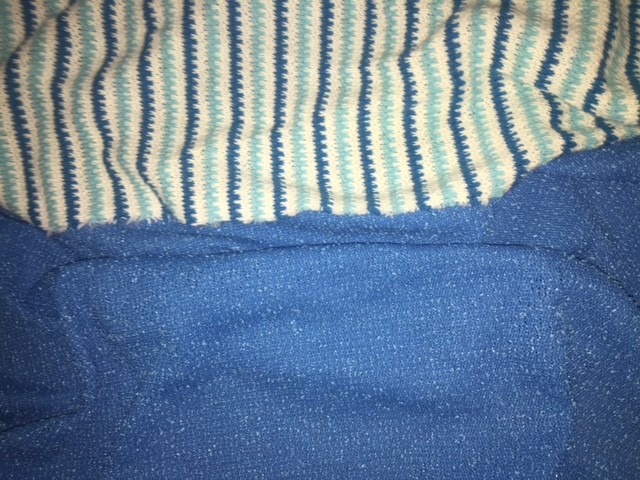 Vintage AQUA & NAVY BLUE STRIPED SWEATER KNIT STRETCH FABRIC+WORSTED BLEND~5 YDS