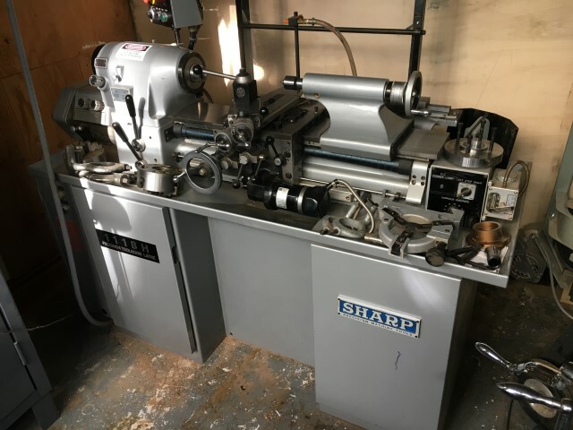 LOT OF TOOLROOM ITEMS SHARPE 118H PRECISION LATHE SHARPE LMV-42 MILL WELLSAW 58B