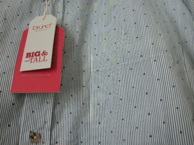 BRUNO MILANO BUTTON DOWN BLUE STRIPED W/ BLUE STARS SIZE 3XL BIG & TALL (NWT) 
