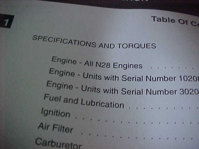 TORO N-28 Engine Service Manual