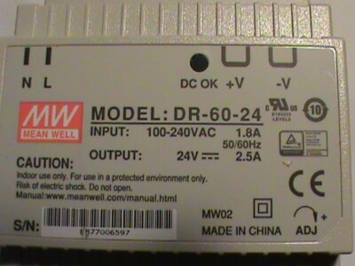 Mean Well DR-60-24 60W 24V 2,5A Din Rail Power Supply