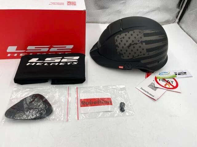 590-1101 Rebellion Motorcycle Half Helmet Black Flag Xs