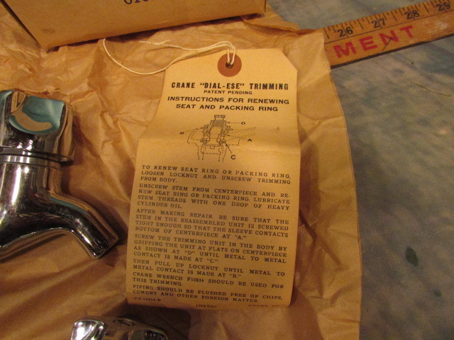 Vintage Crane NOS Faucet Part Repair plumbing capri Dial-ese pair fitting