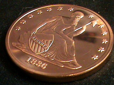 1836~Seated Liberty Dollar With Stars~DESIGN on 1 OZ. copper round .999~2016