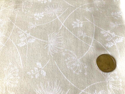 Studio E White on Beige Floral Fabric By The Yard