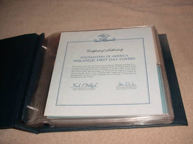 POSTMASTERS OF AMERICA FIRST DAY COVER COLLECTION ALBUM  , 53 FDC`s 1976-1978