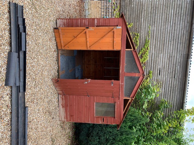 large wooden gardens shed in bracebridge heath