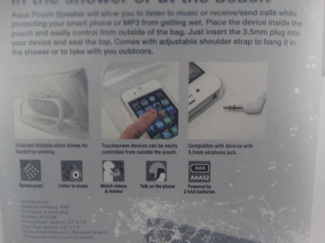 Waku Aqua Pouch Water Proof Speaker for iPhone and SmartPhone or MP3