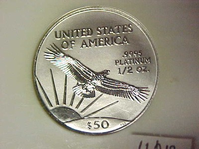 1/2 oz .999 Fine Platinum NGC MS69 2001 $50 Platinum American Eagle Near Perfect