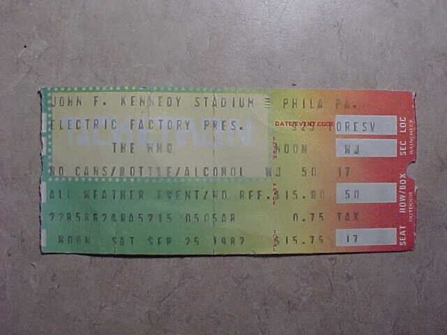 The Who-used concert ticket stub-1982 John F Kennedy Stadium-Philadelphia Penn