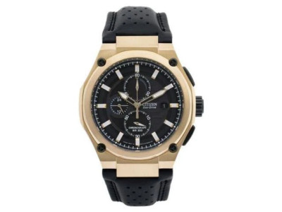 CITIZEN CA0313-07E Eco-Drive Chronograph Black Dial Rose Gold-Tone Men's Watch