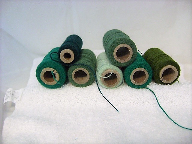 Acrylic Embroidery Yarn-Vintage E-Z Punch-Lot of 7-Assorted Greens